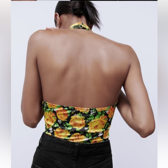 NWT ZARA CROSS NECK BODYSUIT BLACK/ORANGE/GREEN SIZE M -NWT - Picture 5 of 7